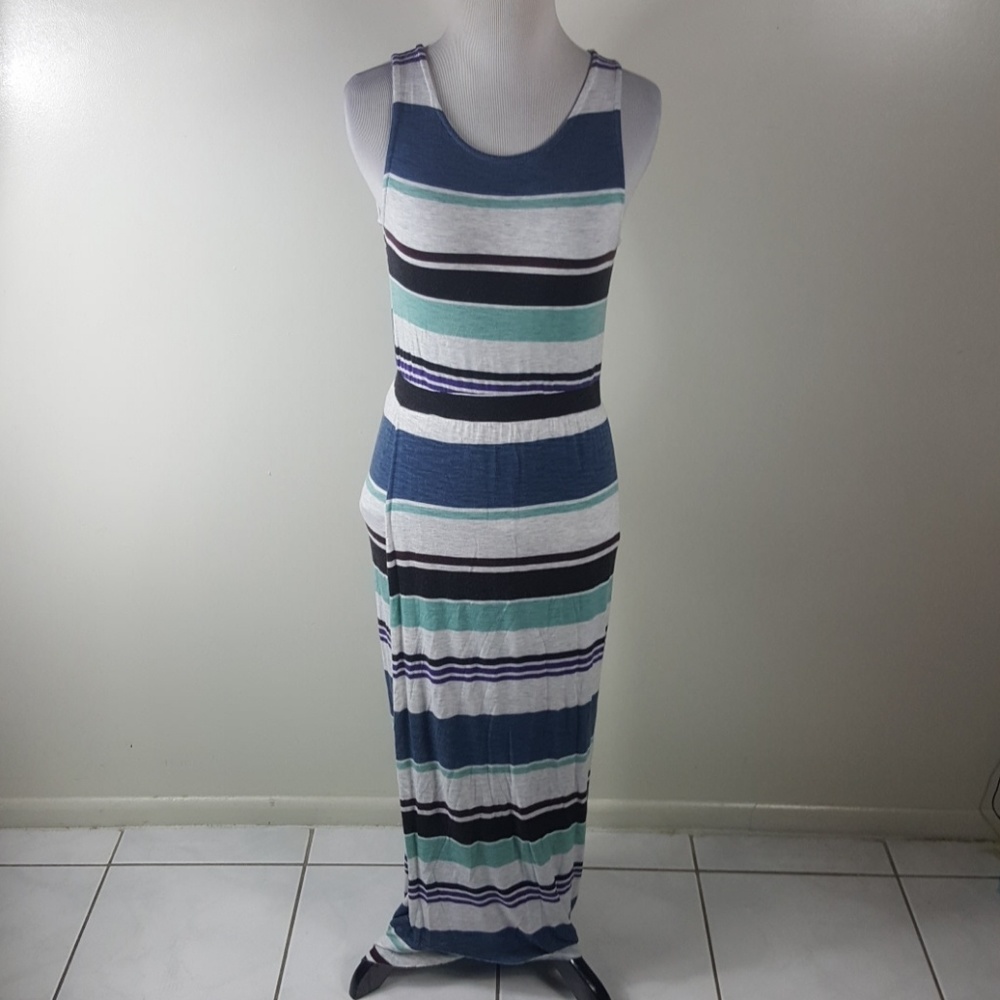Dolan Anthropolgie Colorblock Slit Maxi Blue Dress